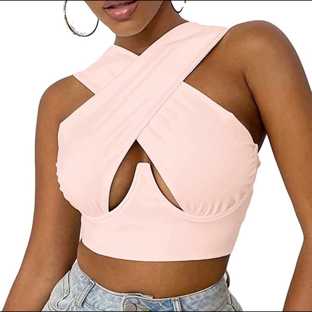 Sexy Criss Cross Cutout Crop Top - New